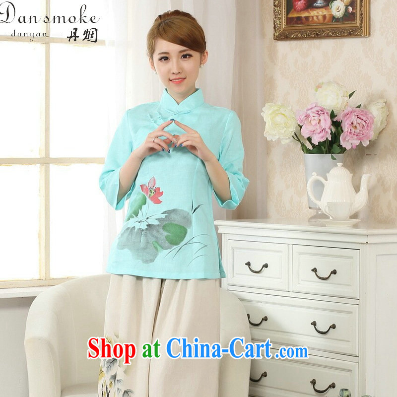 Bin Laden smoke-free spring and summer new hand-painted dresses T-shirt, cotton for the linen Chinese Ethnic Wind female Tang is improved - C 2 XL, Bin Laden smoke, shopping on the Internet