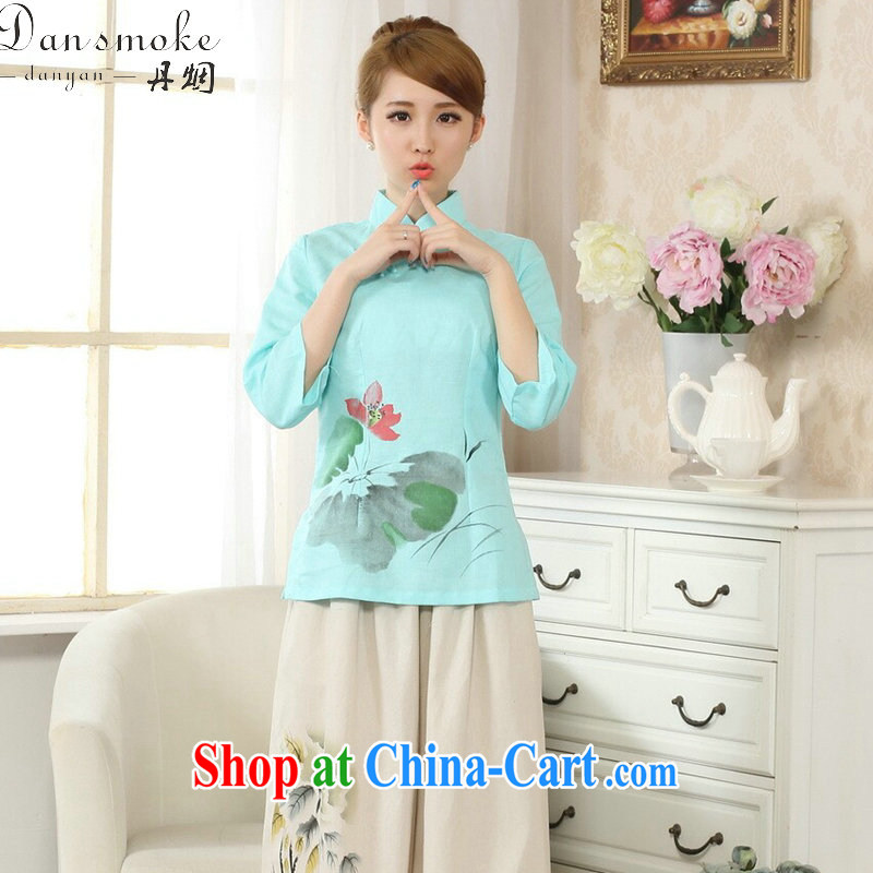 Bin Laden smoke-free spring and summer new hand-painted dresses T-shirt, cotton for the linen Chinese Ethnic Wind female Tang is improved - C 2 XL, Bin Laden smoke, shopping on the Internet