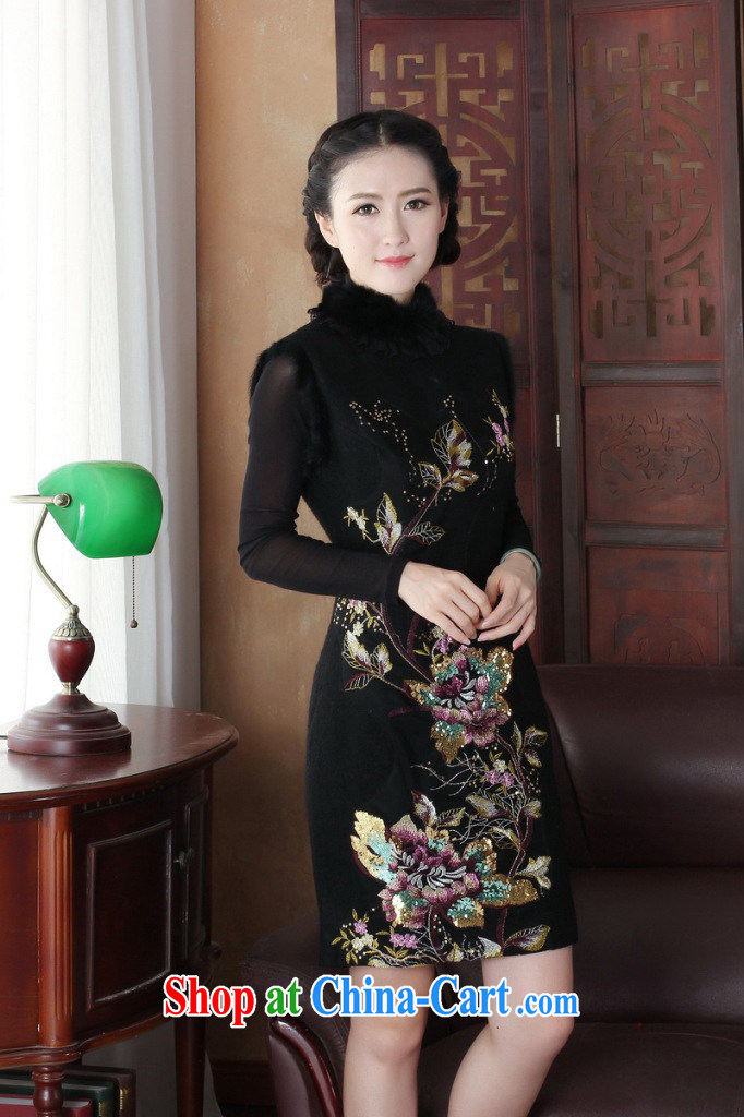 Bin Laden smoke-free goods winter 2015 new retro improved stylish rabbit hair for warm clothes daily folder cotton cheongsam dress black fine 3 XL pictures, price, brand platters! Elections are good character, the national distribution, so why buy now enjoy more preferential! Health
