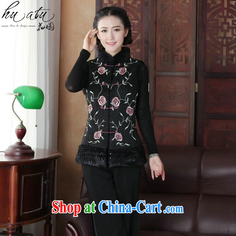 Spend the autumn and winter, new Ethnic Wind female Chinese, for embroidered improved the detained Chinese ladies T-shirt, such as a Map Color 2 XL, spend figure, shopping on the Internet