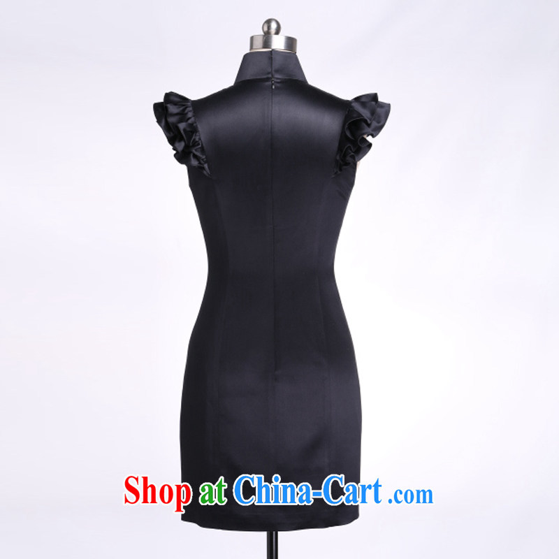 Thus, Cheung silk small dress flouncing cuff 100% silk Satin solid color 2015 cultivating new multi-color optional genuine black L, Ryan and Eric LI, shopping on the Internet