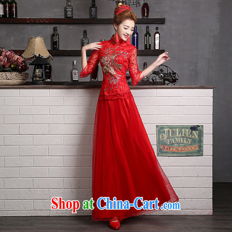 robes bows Service Bridal Fashion 2015 new summer wedding dresses long, long-sleeved Xu Chinese wedding dress red XXL (3 days Shipping), Nicole Kidman (Nicole Richie), online shopping