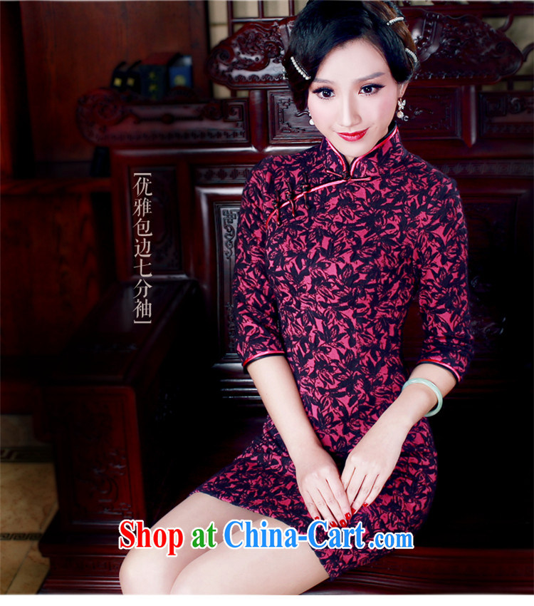 ruyi, 2015 stylish new, improved and stylish cuff in cheongsam dress retro short paragraph 7 sub-sleeved dresses high fashion dresses of 5043 red M pictures, price, brand platters! Elections are good character, the national distribution, so why buy now enjoy more preferential! Health