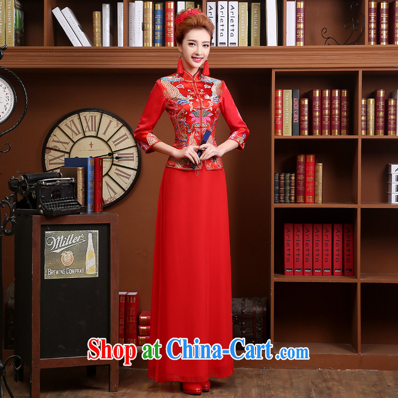 wedding dresses bridal toast clothing summer 2015 new stylish Chinese cultivating long-sleeved red dress female Red XXL, Nicole Richie (Nicole Richie), shopping on the Internet