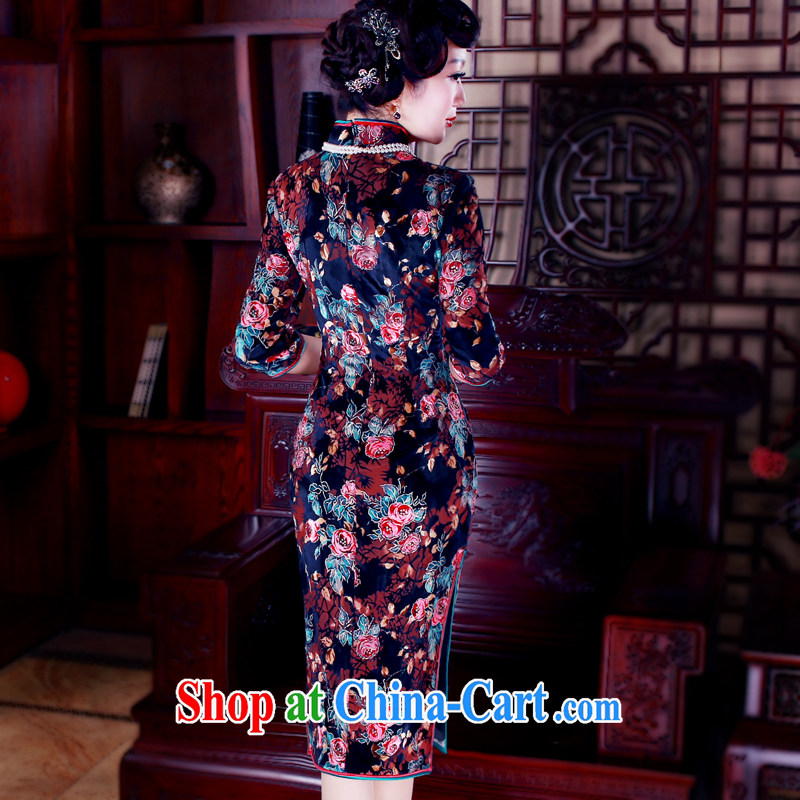 Unwind after the 2015 new, Retro, cuff when improved cheongsam dress long, velvet cheongsam dress, older Dress Suit 5046 M sporting, wind, shopping on the Internet