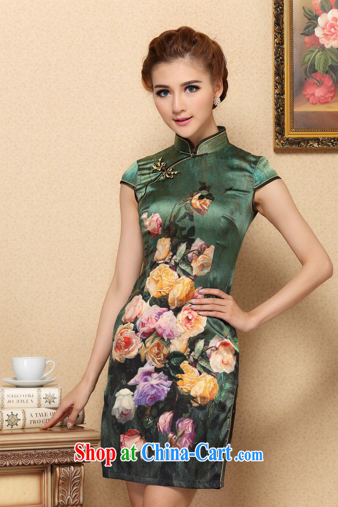 Dan smoke cheongsam dress Chinese modern sauna silk Chinese, for improved cheongsam elegant summer banquet, silk cheongsam green 3XL pictures, price, brand platters! Elections are good character, the national distribution, so why buy now enjoy more preferential! Health