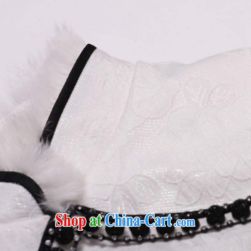 The CYD HO Kwun tong] Jiang Nan winter folder cotton robes 2015 new retro winter clothing cheongsam dress G 99,112 white XXL, Sau looked Tang, shopping on the Internet