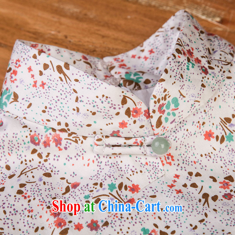 100 â the original 'tracing series' spring 2015 New Women, Retro collar floral beauty T dresses 4129 white floral M, 100 armed West (BIOLIVING), online shopping