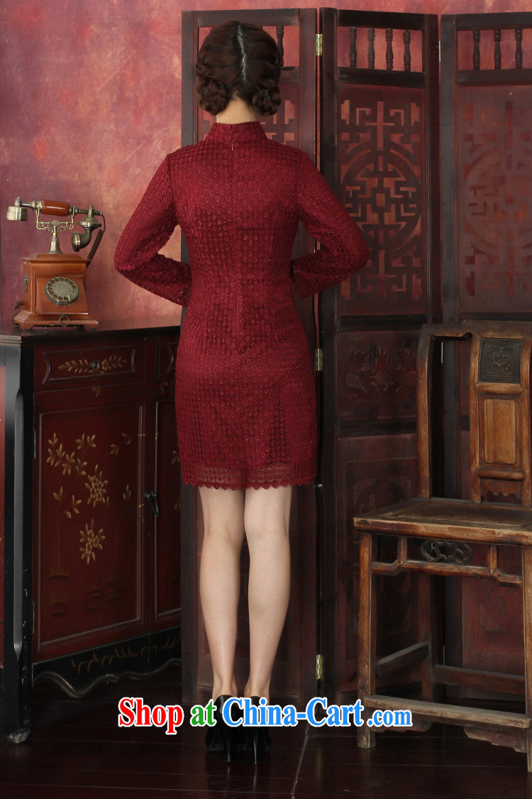 Take the 2015 spring cheongsam dress Chinese Chinese style water-soluble lace cheongsam dress, for improved cheongsam dress festive wine red 3 XL pictures, price, brand platters! Elections are good character, the national distribution, so why buy now enjoy more preferential! Health