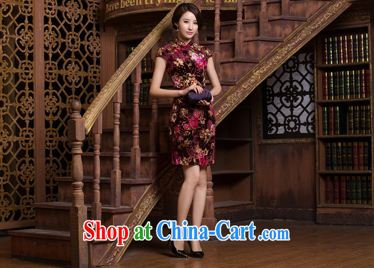 A Chinese qipao improved stylish new 2015 spring sexy beauty daily short-sleeved silk graphics thin short cheongsam dress multi-colored XXL pictures, price, brand platters! Elections are good character, the national distribution, so why buy now enjoy more preferential! Health