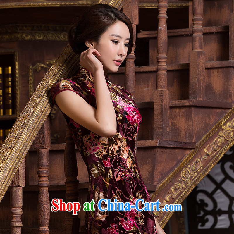 A Chinese qipao refined and stylish new 2015 spring sense of beauty daily short-sleeved silk graphics thin short cheongsam dress multi-colored XXL, property, language (wuyouwuyu), online shopping