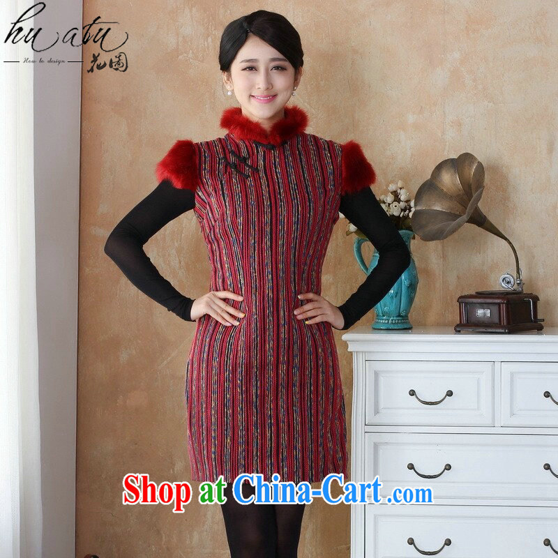 spend the winter cheongsam dress Chinese cheongsam Chinese Sweater Knit the collar thick cheongsam dress dresses annual - 6 3 XL