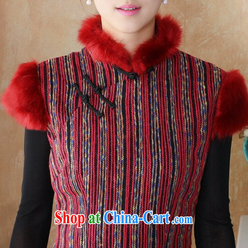 spend the winter cheongsam dress Chinese cheongsam Chinese Sweater Knit the collar thick cheongsam dress dresses annual - 6 3 XL, figure, and shopping on the Internet