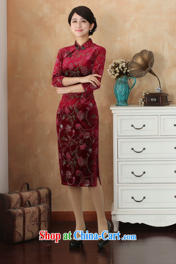 Take the cheongsam Tang Women's clothes Chinese clothing, for improving the lint-free cloth spray flower cheongsam dress, show cuff dress - 8 2 XL pictures, price, brand platters! Elections are good character, the national distribution, so why buy now enjoy more preferential! Health