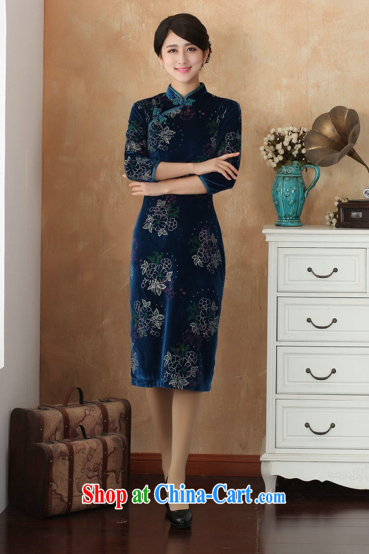 Bin Laden smoke cheongsam Tang Women's clothes Chinese clothing, for improving the lint-free cloth spray flower cheongsam dress, cuffs show dress - 8 2 XL pictures, price, brand platters! Elections are good character, the national distribution, so why buy now enjoy more preferential! Health