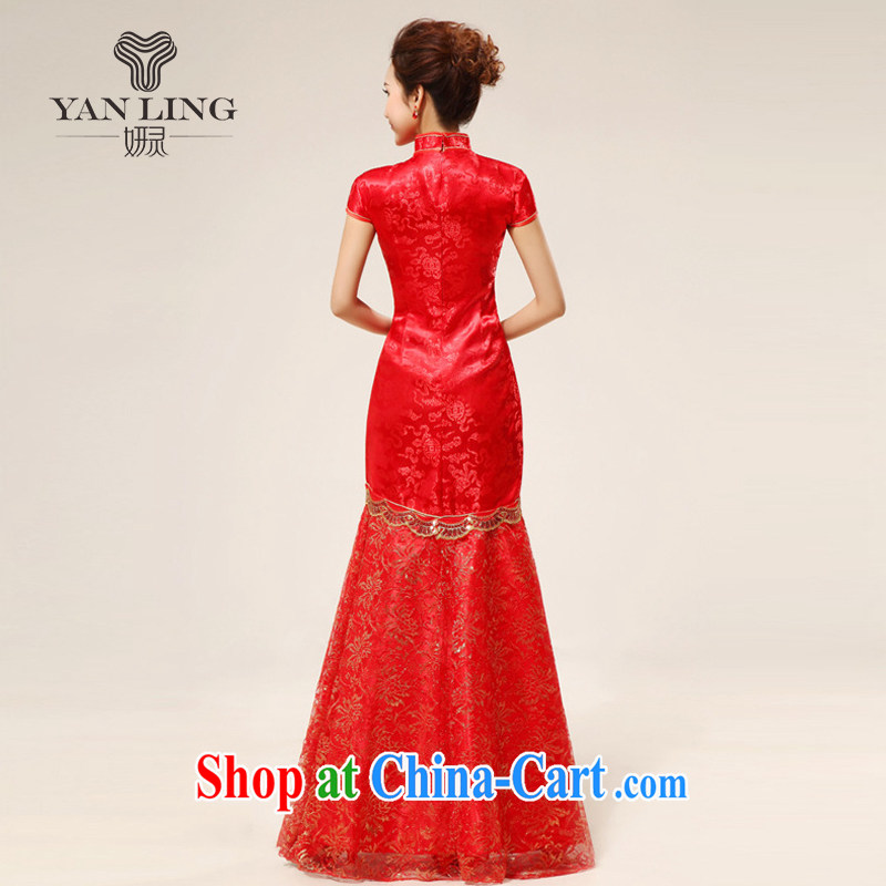 2015 wholesale bridal dresses wedding dresses retro red long, seamless, Phoenix cheongsam improved summer red S, her spirit, and shopping on the Internet
