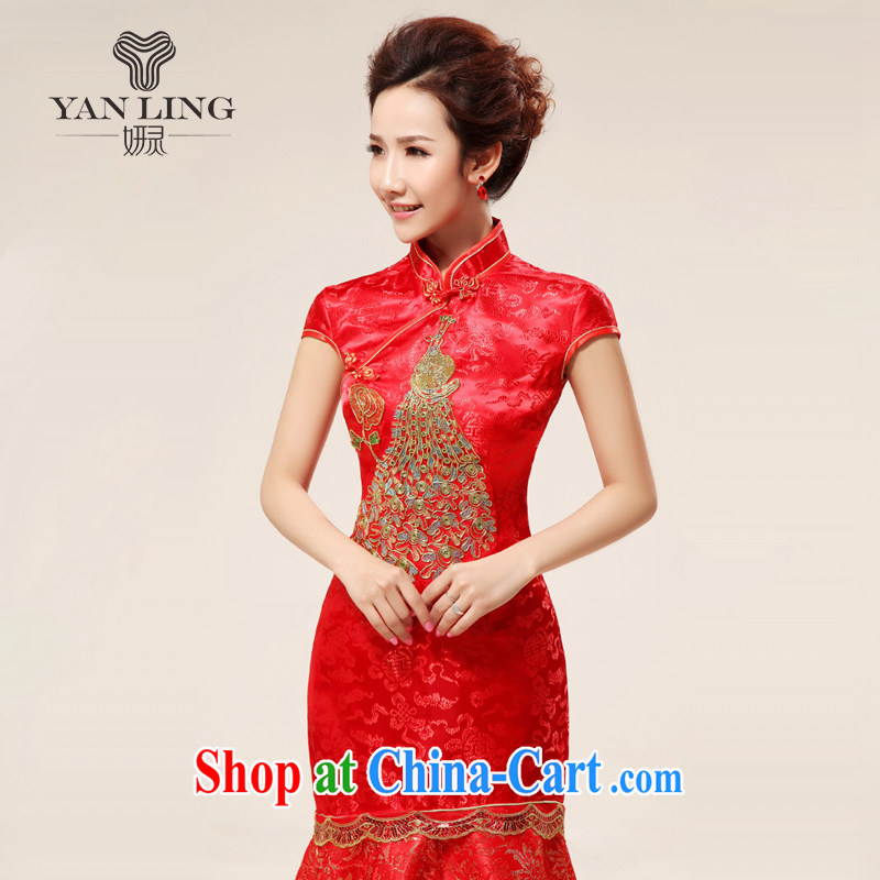 2015 wholesale bridal dresses wedding dresses retro red long, seamless, Phoenix cheongsam improved summer red S, her spirit, and shopping on the Internet