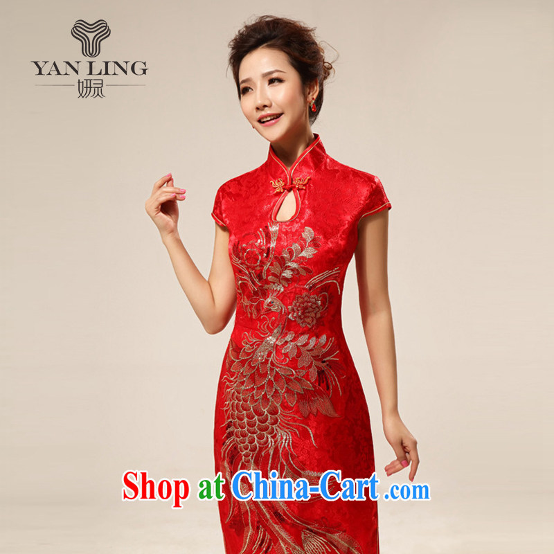 2015 sexy Chinese fashion improved cheongsam bridal retro marriage red qipao cheongsam 63 red XL, her spirit, and, on-line shopping