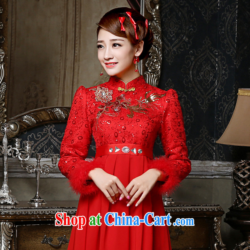A good service is 2015 new winter brides with wedding dress red toast serving thick MM high waist pregnant women dresses, winter long skirt 3 XL, good service, and, shopping on the Internet