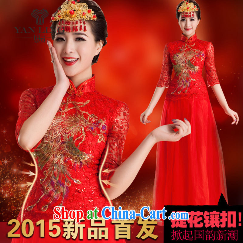 2015 wedding dresses cheongsam dress uniform toast wedding antique wedding dresses bridal wedding improved stylish long QP 83 red M
