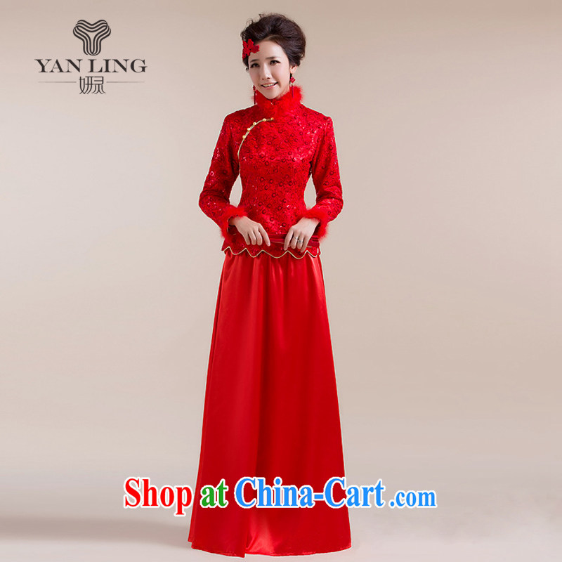 2015 New Section for Gross Gross cuff dot decoration aliasing, with drag and drop to dress Chinese wedding dress red XXL, her spirit, and shopping on the Internet