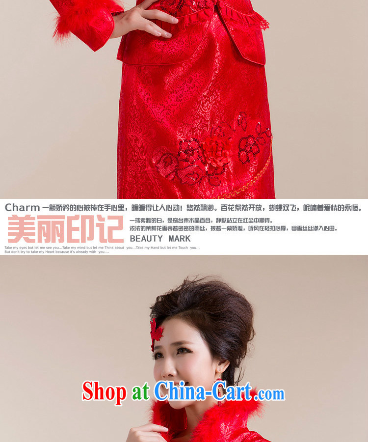 2015 new winter outfit New toast wedding dresses winter cotton robes feather hair collar red L pictures, price, brand platters! Elections are good character, the national distribution, so why buy now enjoy more preferential! Health