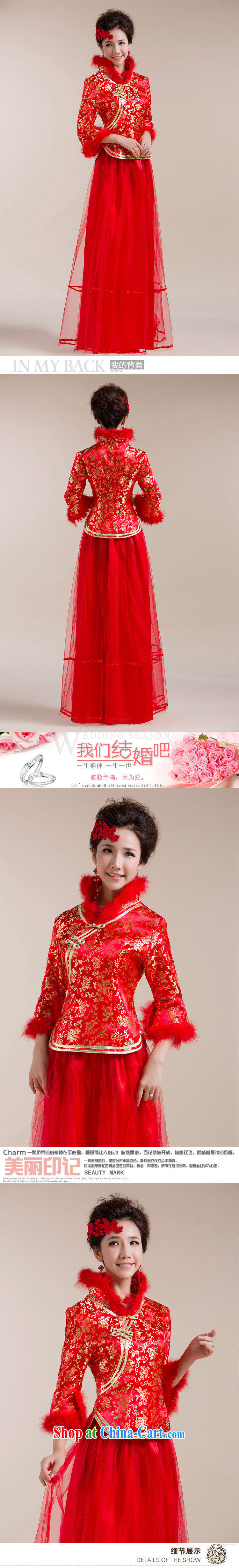 2015 New Section for Gross Gross cuff gauze long skirt with gold floral decorations Chinese wedding dress red S pictures, price, brand platters! Elections are good character, the national distribution, so why buy now enjoy more preferential! Health