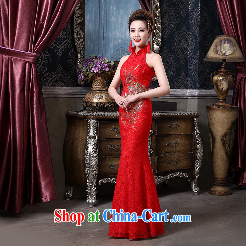 2015 bridal wedding toast service is also exposed back lace Phoenix crowsfoot cheongsam wedding bridal replacing QP - 136 red M, her spirit, and, shopping on the Internet