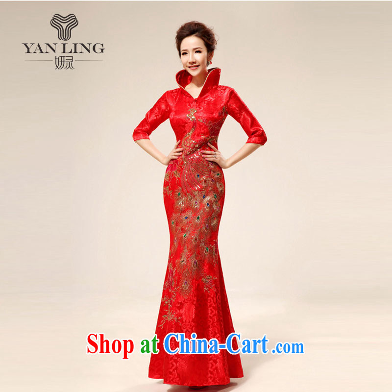 2015 New back doors dress etiquette macrame red bows with dress dresses 71 red M