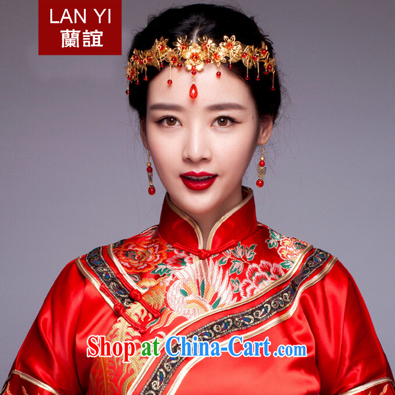 Friends, bride's ancient and Chinese-trim red dragon costumes and hair accessories Su-wo service classic cheongsam dress and ornaments, the earrings