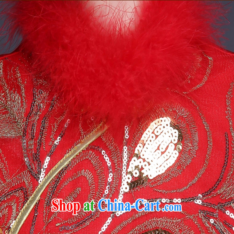 In accordance with the preceding yarn bows Service Bridal Fashion 2015 new long-sleeved wedding dresses winter wedding dresses with short, Thick Red Red peacock. size is not final, and Yong Yan close, shopping on the Internet
