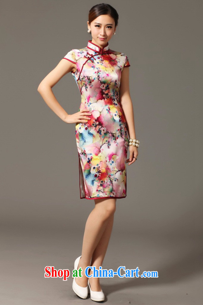 spend the summer, cheongsam dress Chinese Chinese, dos Santos for Silk Cheongsam elegant and noble grape flower Silk Cheongsam dress shown in Figure 3XL pictures, price, brand platters! Elections are good character, the national distribution, so why buy now enjoy more preferential! Health