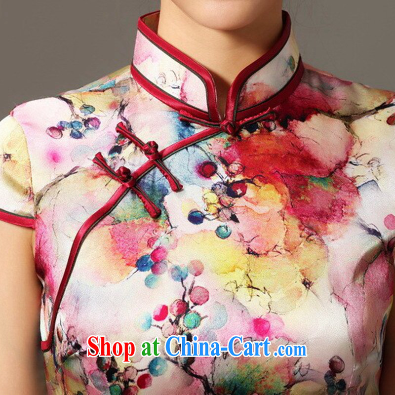 spend the summer, cheongsam dress Chinese Chinese, dos Santos for Silk Cheongsam elegant and noble grape flower Silk Cheongsam dress shown in Figure 3XL, figure, and, shopping on the Internet