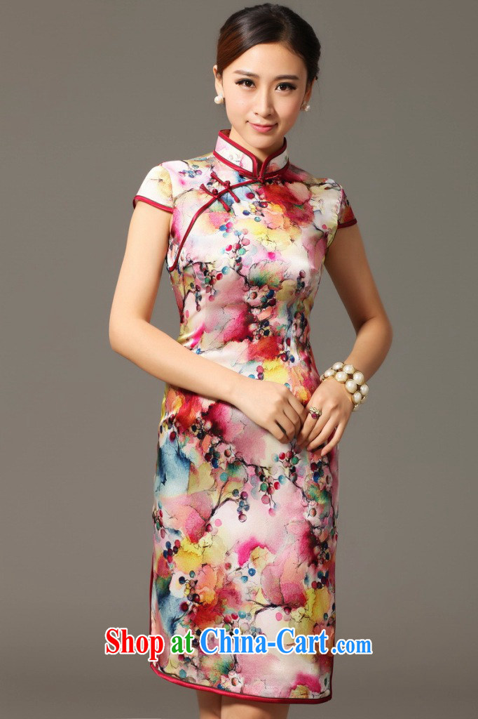 Bin Laden smoke, Mr Ronald ARCULLI cheongsam dress Chinese Chinese, dos Santos for Silk Cheongsam elegant and noble grape flower Silk Cheongsam dress shown in Figure 3XL pictures, price, brand platters! Elections are good character, the national distribution, so why buy now enjoy more preferential! Health