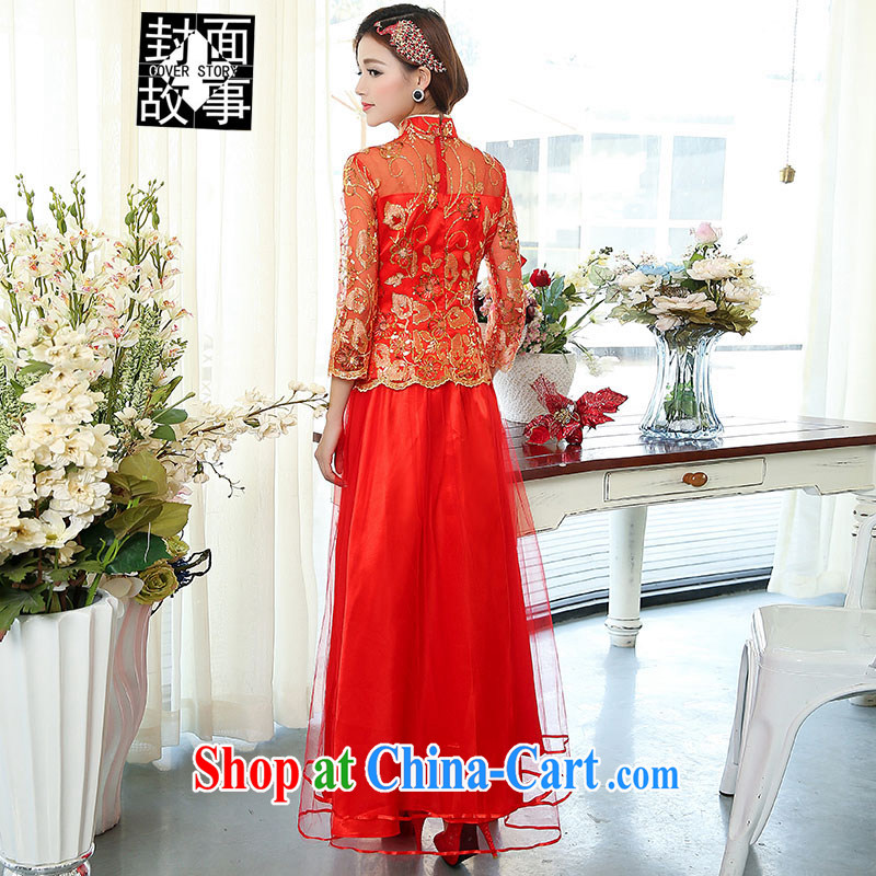 2015 New China wind antique dresses brides with bridal tea dress two-piece wedding dress larger wedding dress red XXXL, the cover story (cover story), online shopping
