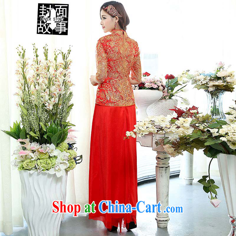 Cover Story 2015 new, rich beauty dresses brides with bridal tea dress two-piece long skirt red XXL, the cover story (cover story), shopping on the Internet