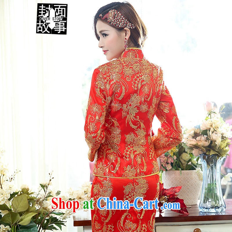 Cover Story 2015 New Earth Ho Kim ornate gold embroidery the code dresses bride toast with tea dress wedding two-piece dress with red XXXL, the cover story (cover story), online shopping