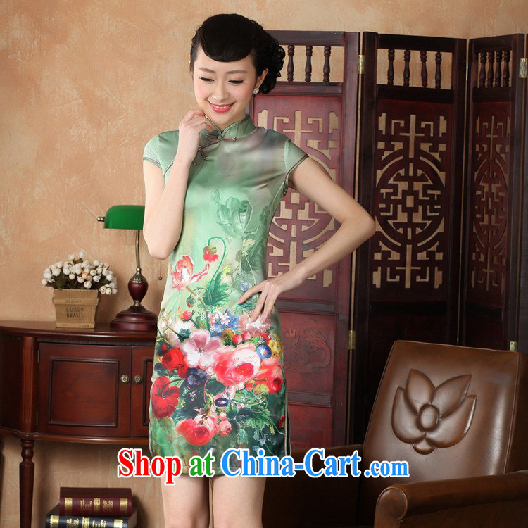 Bill, new, improved Chinese qipao, for a tight beauty stamp duty short cheongsam dress - A green 2 XL pictures, price, brand platters! Elections are good character, the national distribution, so why buy now enjoy more preferential! Health