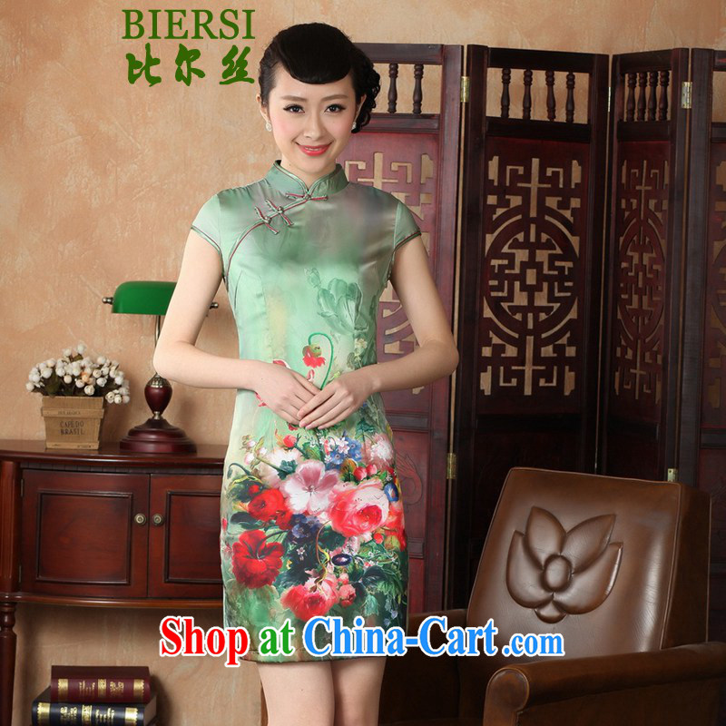 Bill's new improved Chinese qipao, for a tight stamp beauty short cheongsam dress - A green 2 XL