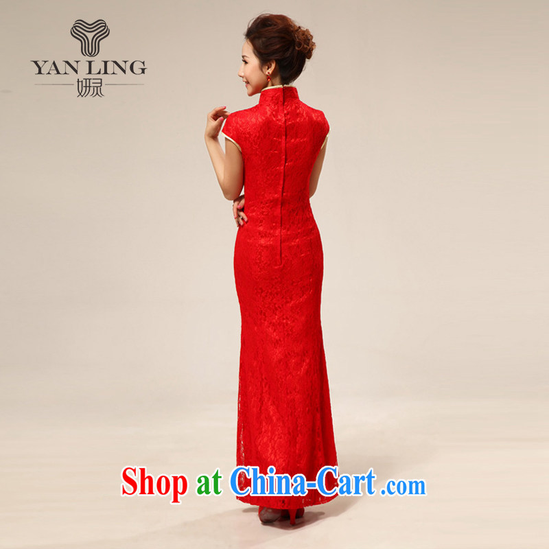 2015 red retro lace-chinese improved bride toast wedding cheongsam dress wedding bridal dresses with 66 red S, her spirit, and shopping on the Internet