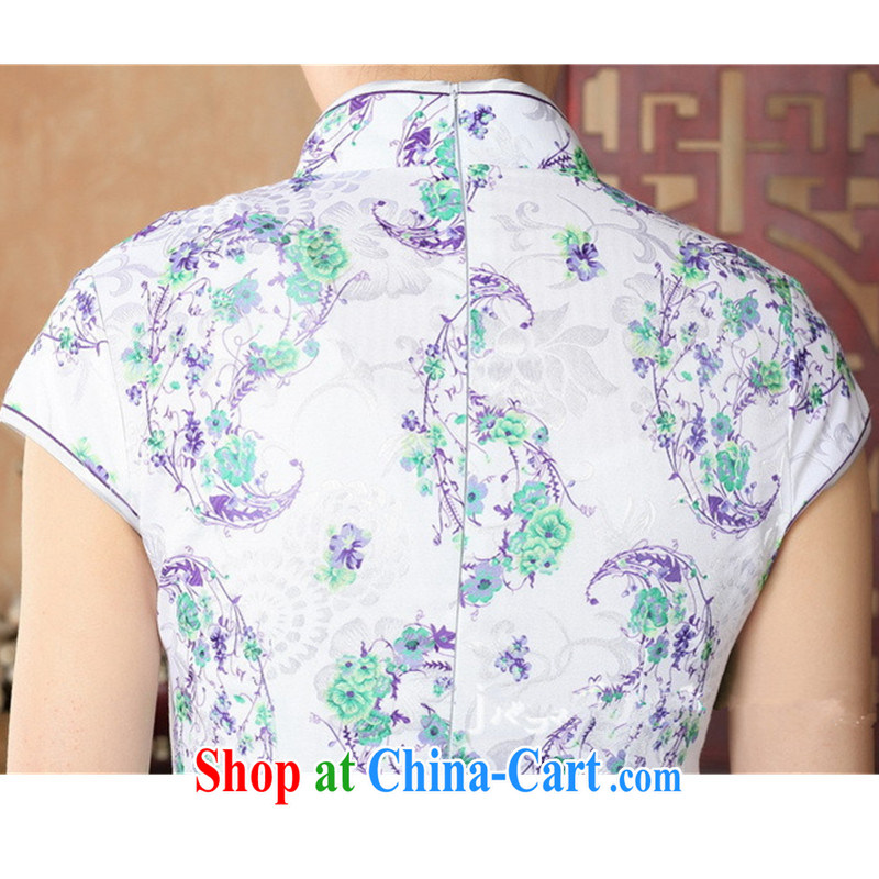 Carl Bildt, new retro improved Chinese qipao, for a tight floral beauty short, short-sleeved cheongsam dress - A blue 2 XL, bill, and, shopping on the Internet