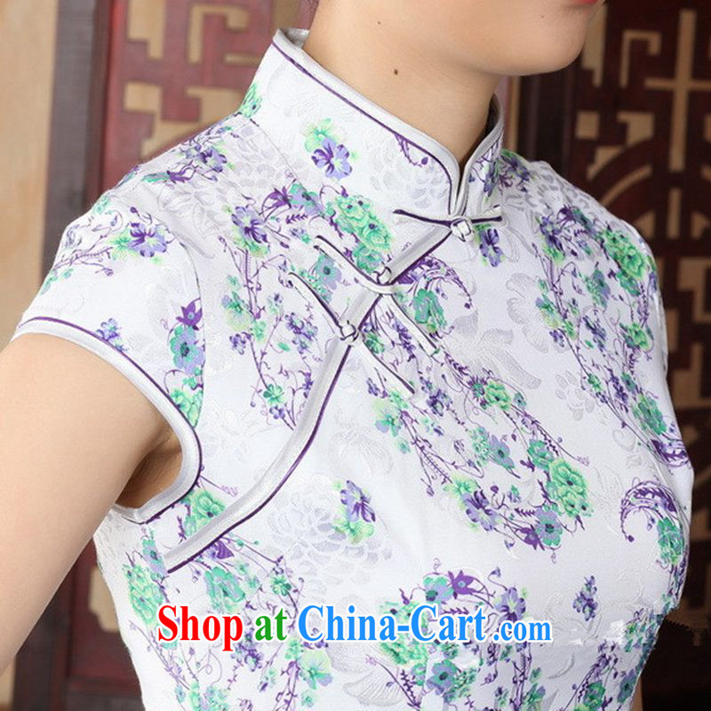 Carl Bildt, new retro improved Chinese qipao, for a tight floral beauty short, short-sleeved cheongsam dress - A blue 2 XL, bill, and, shopping on the Internet