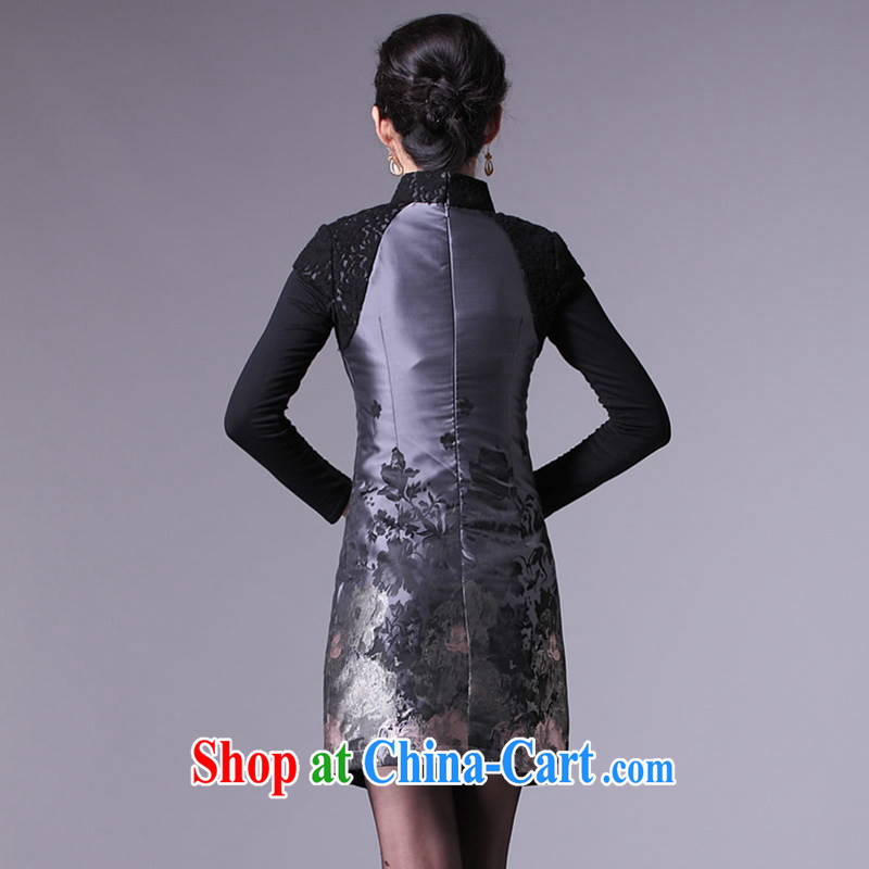 The CYD HO Kwun Tong -- getting cuter hand-painted winter clothes dresses 2015 winter clothes daily short clip cotton cheongsam dress retro G 97,175 silver XXXL, Sau looked Tang, online shopping