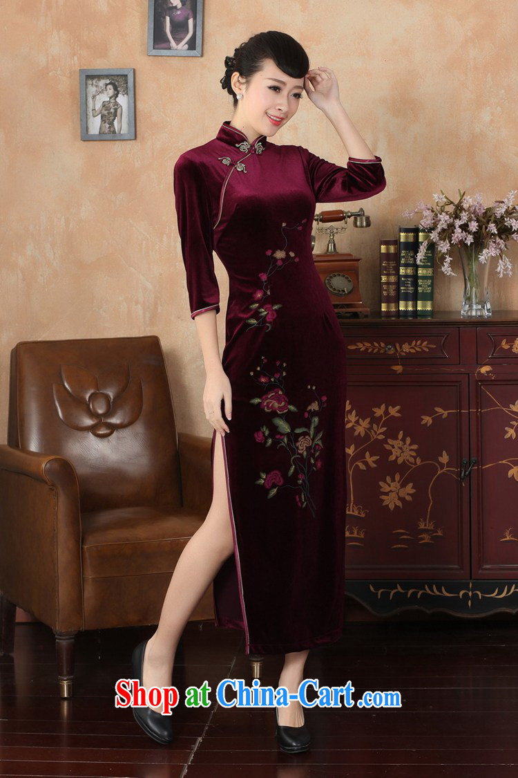 Carl Bildt, new retro improved Chinese qipao-stretch the wool beauty 7 cuff cheongsam dress wine red 3 XL pictures, price, brand platters! Elections are good character, the national distribution, so why buy now enjoy more preferential! Health