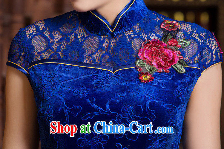 Property is property, 2015 New National wind girls with the velvet cheongsam beauty skirt stylish improved retro short cheongsam blue S pictures, price, brand platters! Elections are good character, the national distribution, so why buy now enjoy more preferential! Health