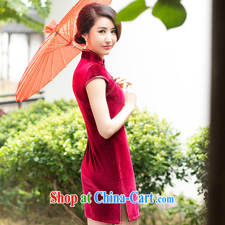 A Chinese Spring 2015 New Style embroidered cheongsam improved stylish retro Daily Beauty and elegant velvet cheongsam red XXL pictures, price, brand platters! Elections are good character, the national distribution, so why buy now enjoy more preferential! Health