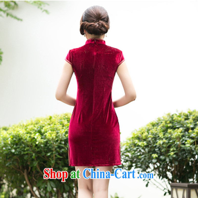 A Chinese Spring 2015 New Style embroidered cheongsam improved stylish retro Daily Beauty and elegant velvet cheongsam red XXL, property, language (wuyouwuyu), online shopping