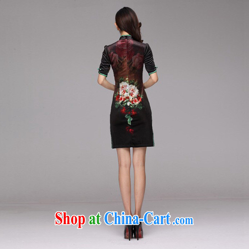 light at the wool stamp improved retro fashion cuff short cheongsam XWG picture color XXL, light (at the end) QM, shopping on the Internet