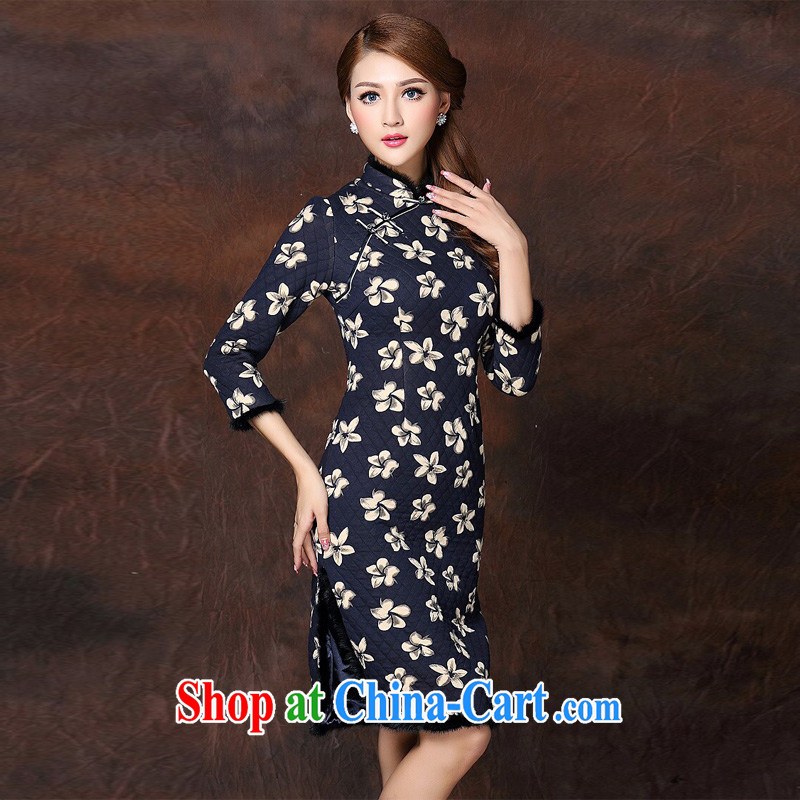 The end is improved and Stylish retro spell gross 7 cuffs quilted long cheongsam XWGQF 141,010 picture color XXL, light (at the end) QM, shopping on the Internet