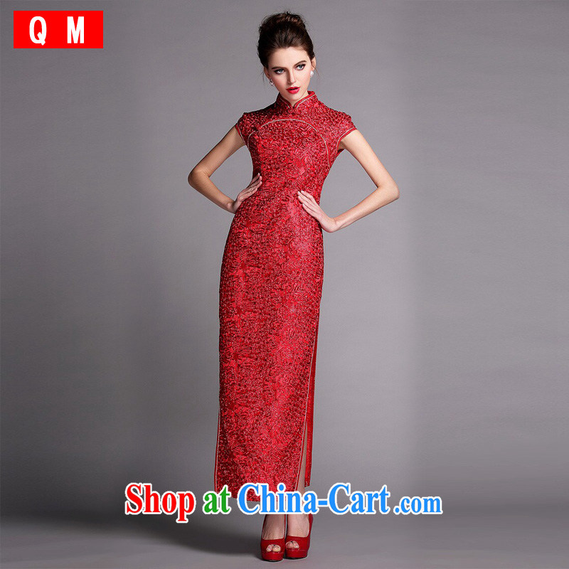 Shallow end improved stylish Heavy Industry beauty banquet long dresses wedding dress toast XWGQF serving 140,507 red XXL